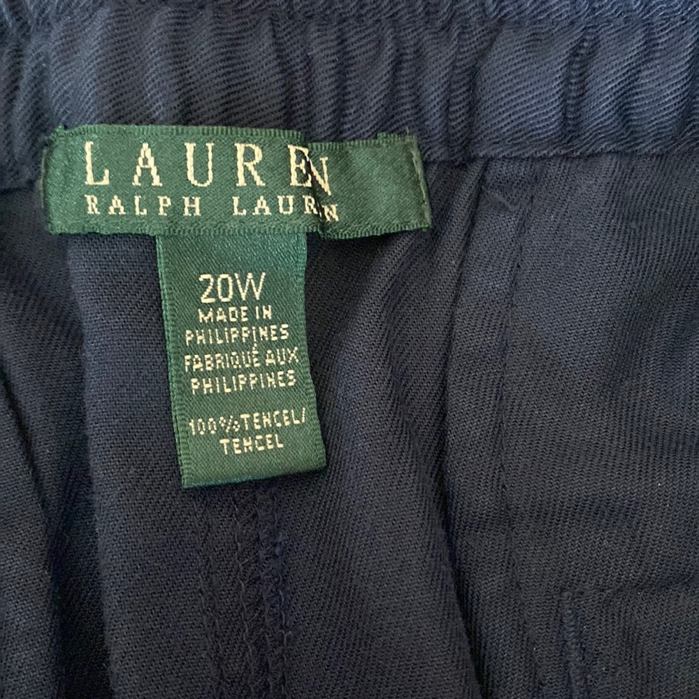 Lauren Ralph Lauren, Sz 20W, Dark Navy Blue Elastic Waste w/ tie wrap, 4-pockets - Picture 5 of 16